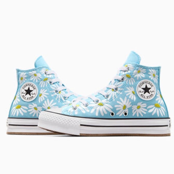 Converse All Star Chuck Taylor Lyft platform big kids high tops floral sneakers - Picture 2 of 13